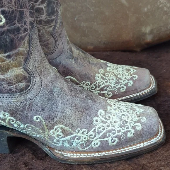 CORRAL A2663 floral embroidery "Lisa" distressed leather cowgirl boots sz6.5 NEW - Picture 11 of 16
